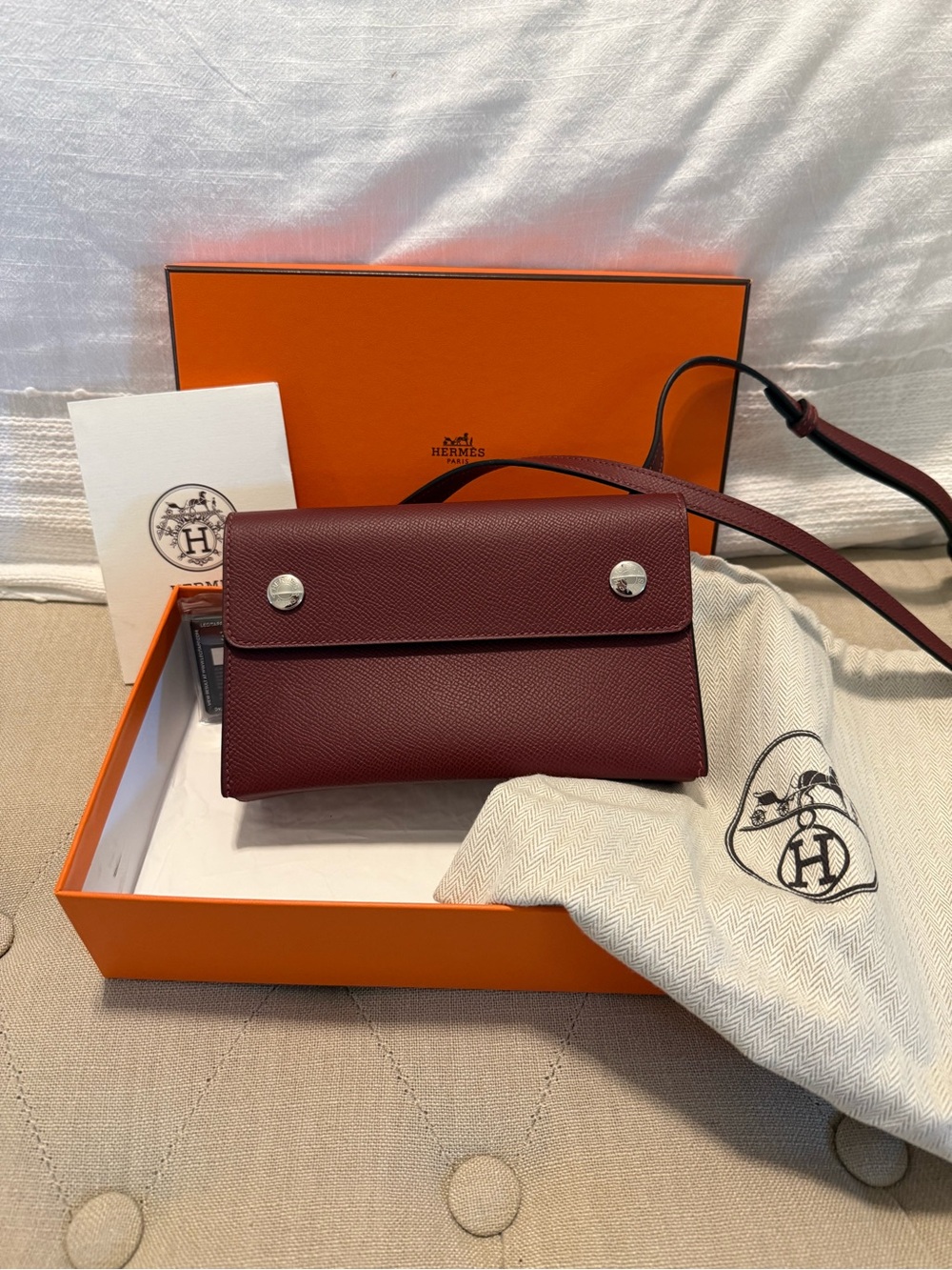 Hermès Hermesnap To Go Clutch Bag Rouge H Epsom Palladium Hardware - NWT